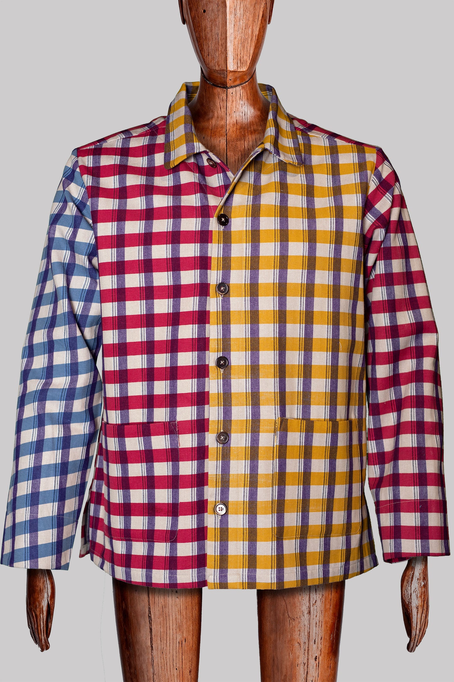 COLONEL-JACKET BLUE-Sandsilver-multicolour-black 100% COTTON Herringbone-Thick, Brushed-inside Asymmetric-Stripes screen-print