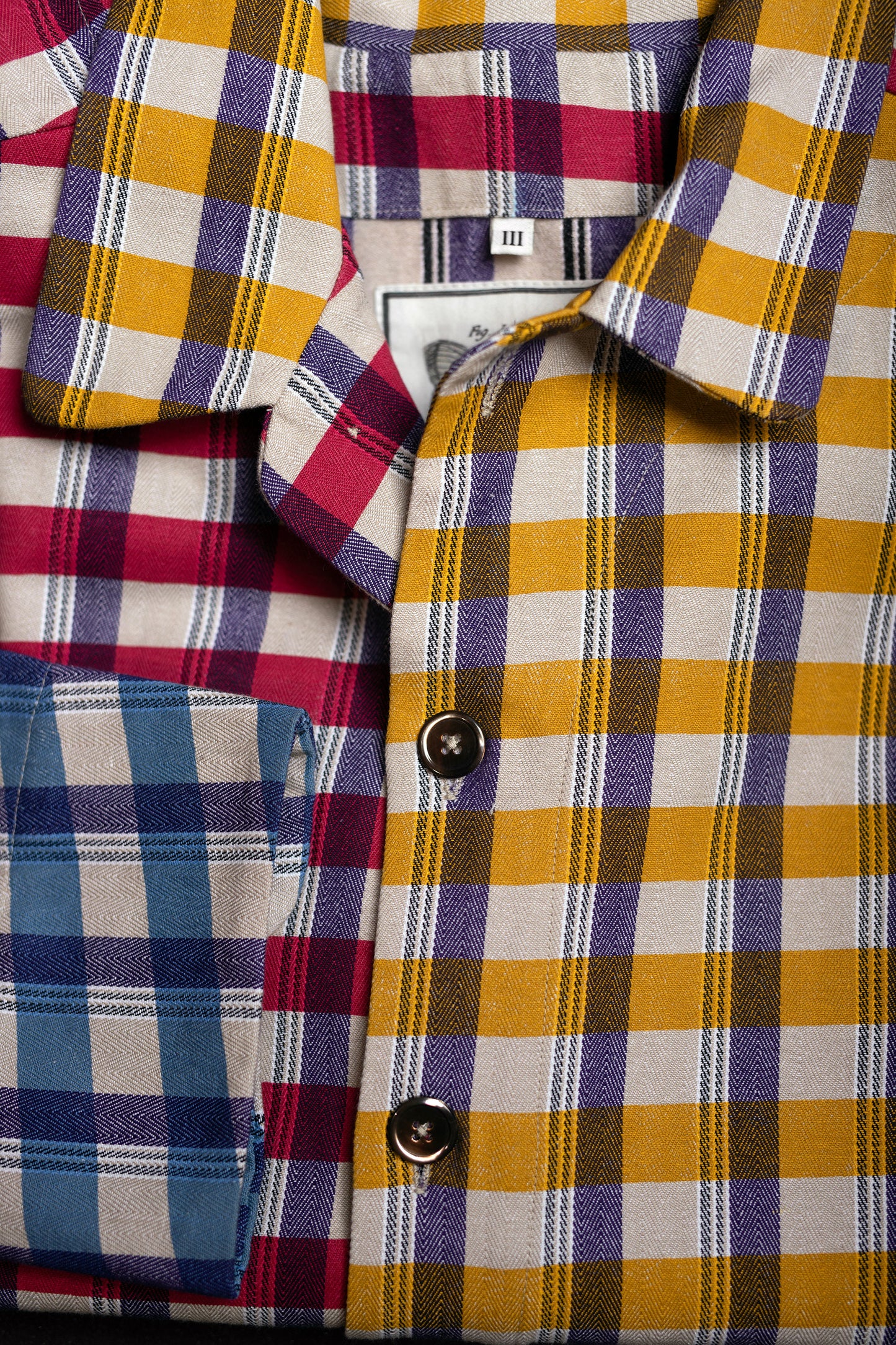 COLONEL-JACKET BLUE-Sandsilver-multicolour-black 100% COTTON Herringbone-Thick, Brushed-inside Asymmetric-Stripes screen-print