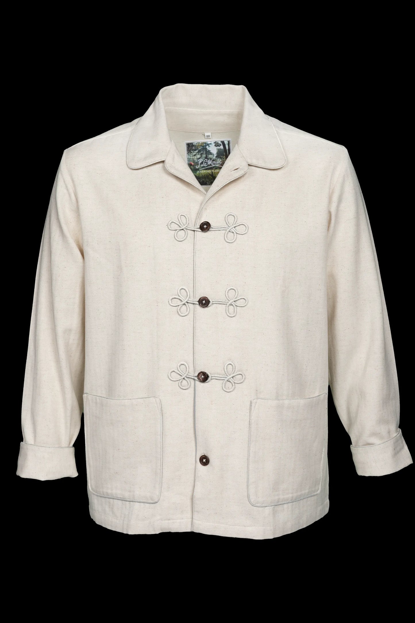 HUSSAR-JACKET NATURAL with natural braiding 100% COTTON Herringbone-Thick
