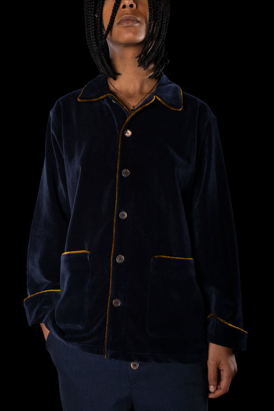 COLONEL-JACKET NAVY with gold piping 100% COTTON Velvet