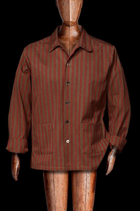COLONEL-JACKET BROWN-Red-gold 100% COTTON Herringbone-Thick-Brushed-inside Regimental-M-Stripes