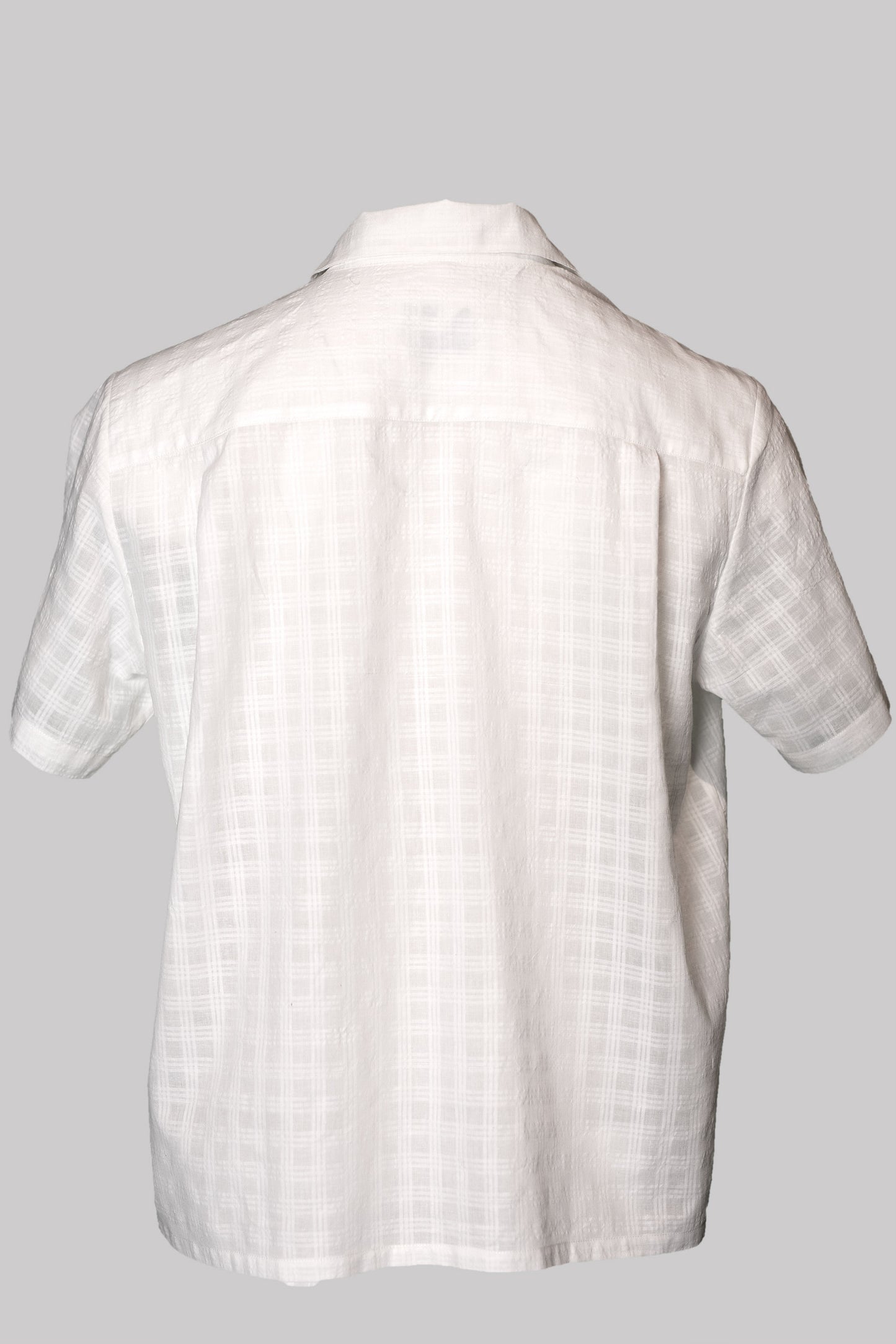 SHORT-SLEEVED-CAYENNE-COLLAR-SHIRT WHITE 100% COTTON fine-𝒽𝒶𝓃𝒹-weave