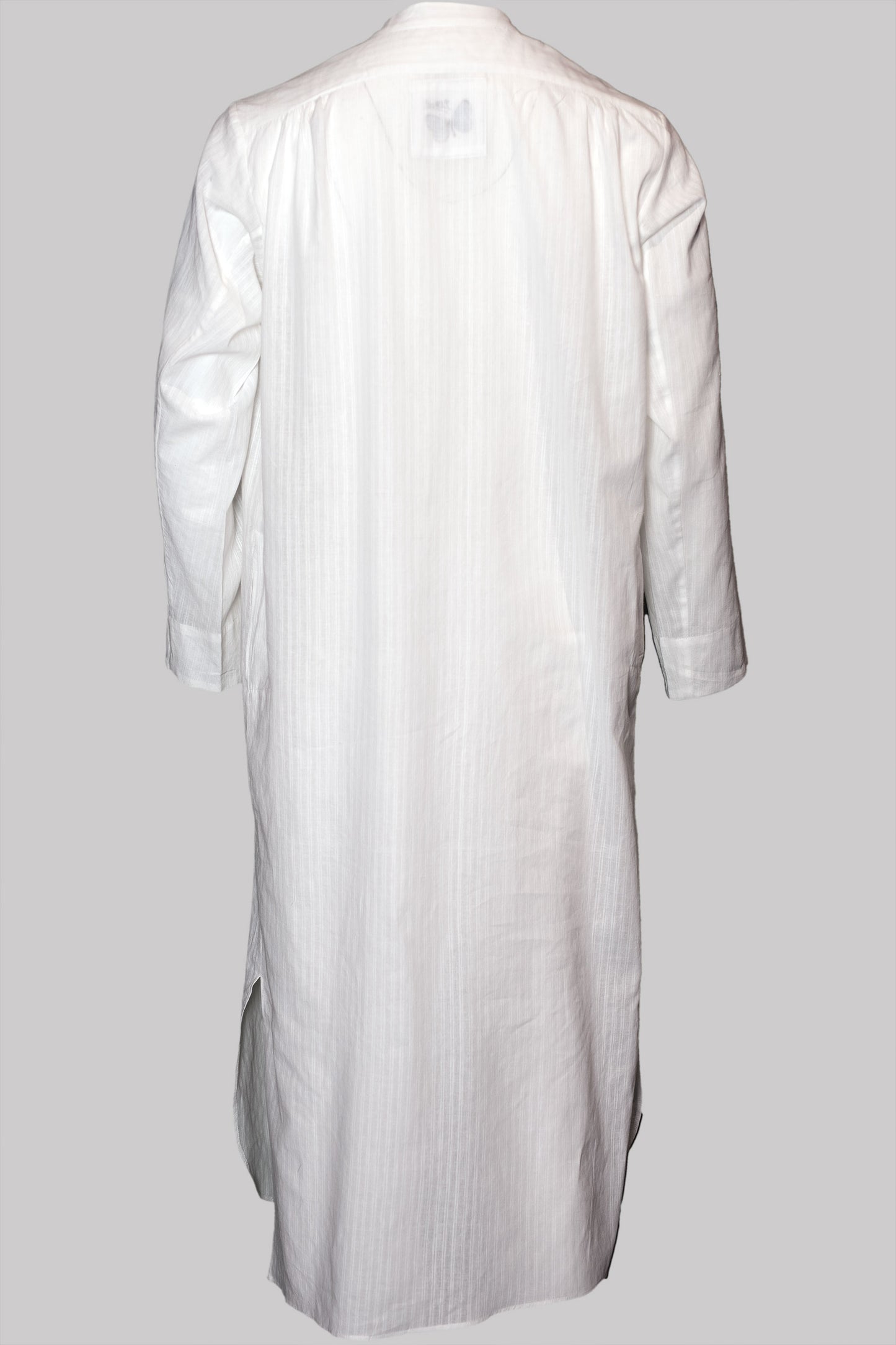 GRANDDAD-LONGSHIRT WHITE 100% COTTON fine-𝒽𝒶𝓃𝒹-weave