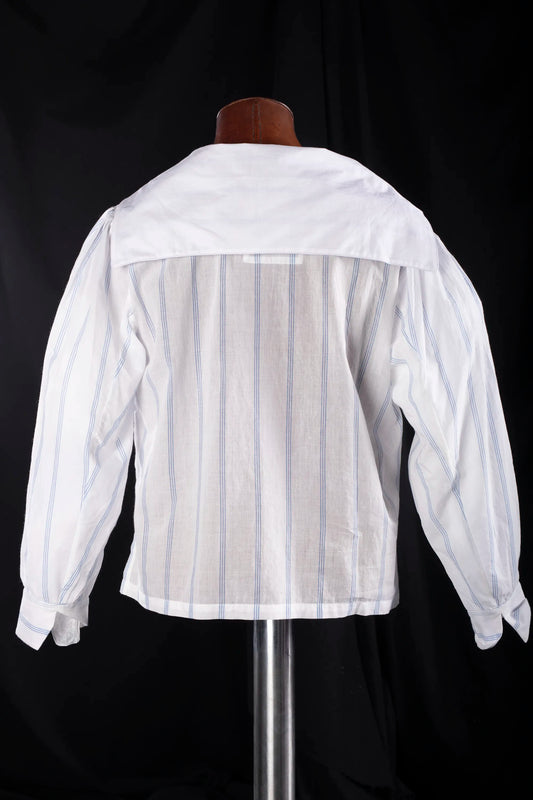 SAILOR-SHIRT-SHORT WHITE-Blue 100% COTTON muslin