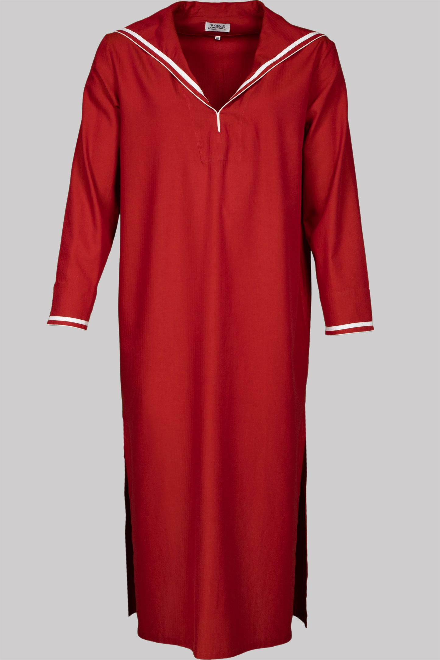 SAILOR-LONGSHIRT RED with white-white taping 100% COTTON Herringbone-light