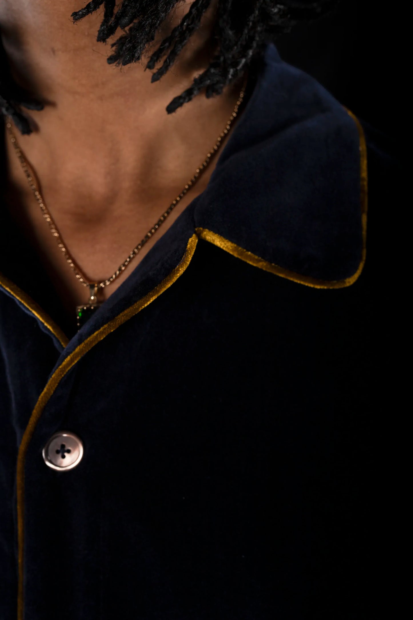COLONEL-JACKET NAVY with gold piping 100% COTTON Velvet