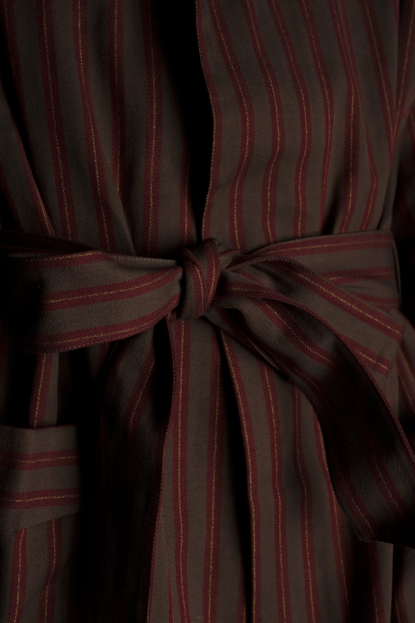 DRESSING-GOWN BROWN-Red-gold 100% COTTON Herringbone-Thick, Brushed-inside Regimental-M-Stripes