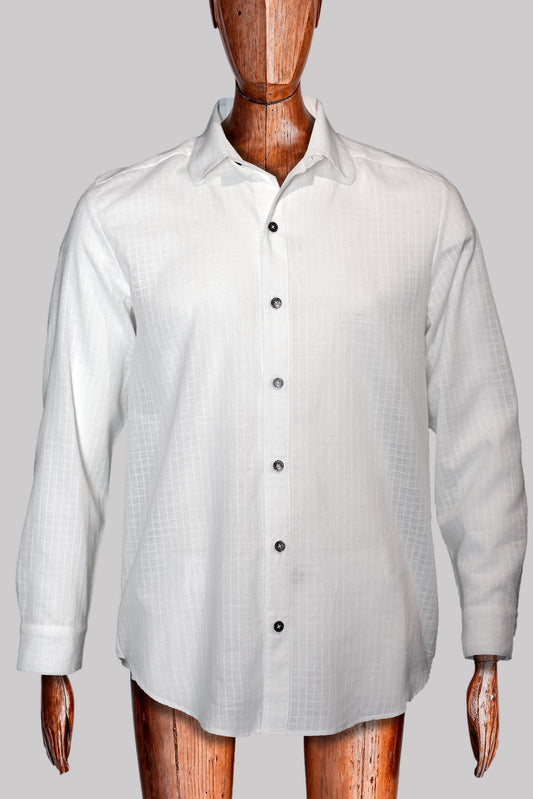OFFICE-SHIRT WHITE 100% COTTON fine-𝒽𝒶𝓃𝒹-weave