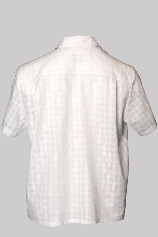 SHORT-SLEEVED-CAYENNE-COLLAR-SHIRT WHITE 100% COTTON fine-𝒽𝒶𝓃𝒹-weave