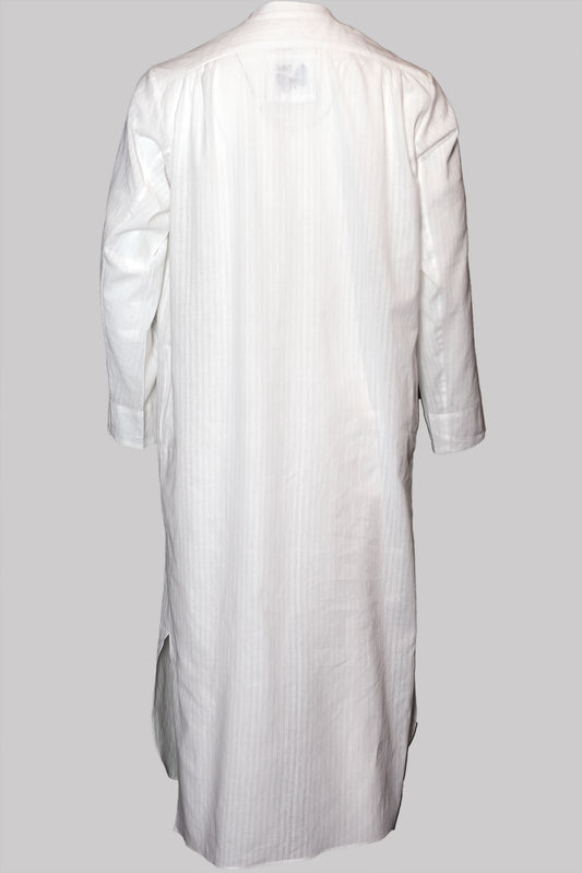 GRANDDAD-LONGSHIRT WHITE 100% COTTON fine-𝒽𝒶𝓃𝒹-weave