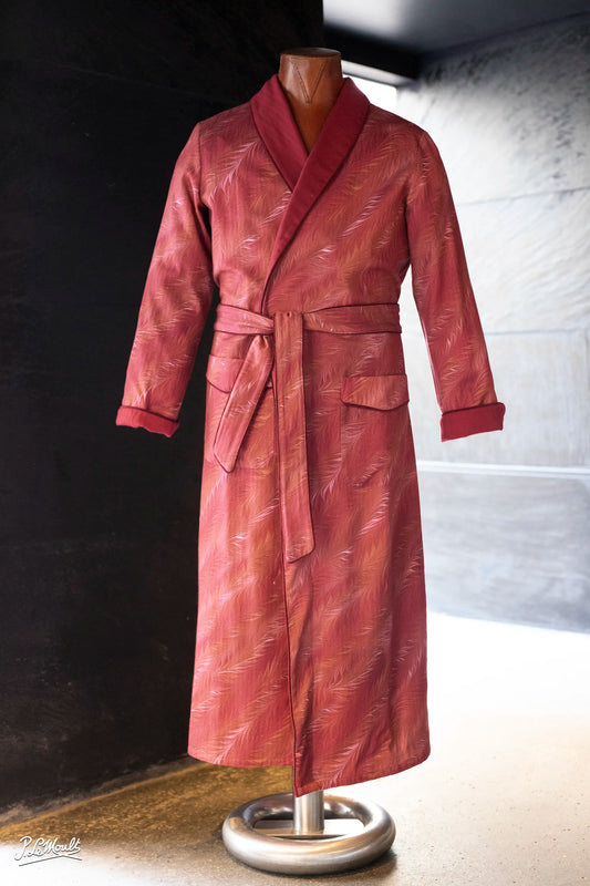 DRESSING-GOWN REDᴹᴬᴿᴮᴸᴱᴰ 100% COTTON Herringbone-Thick Feathers digital-print