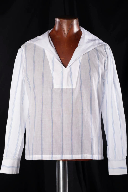 SAILOR-SHIRT-SHORT WHITE-Blue 100% COTTON muslin