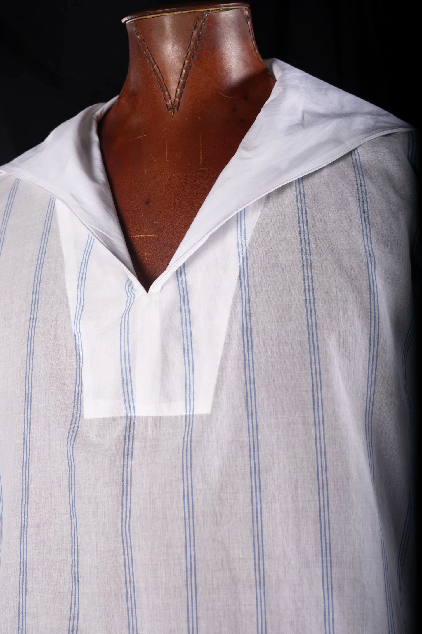 SAILOR-SHIRT-SHORT WHITE-Blue 100% COTTON muslin