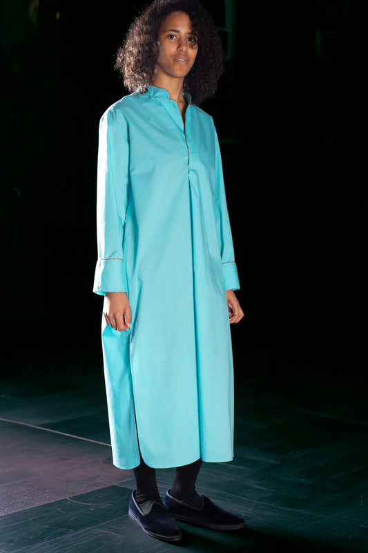 LONG-NIGHT-SHIRT TURQUOISE-Rust ₉₂₁₉