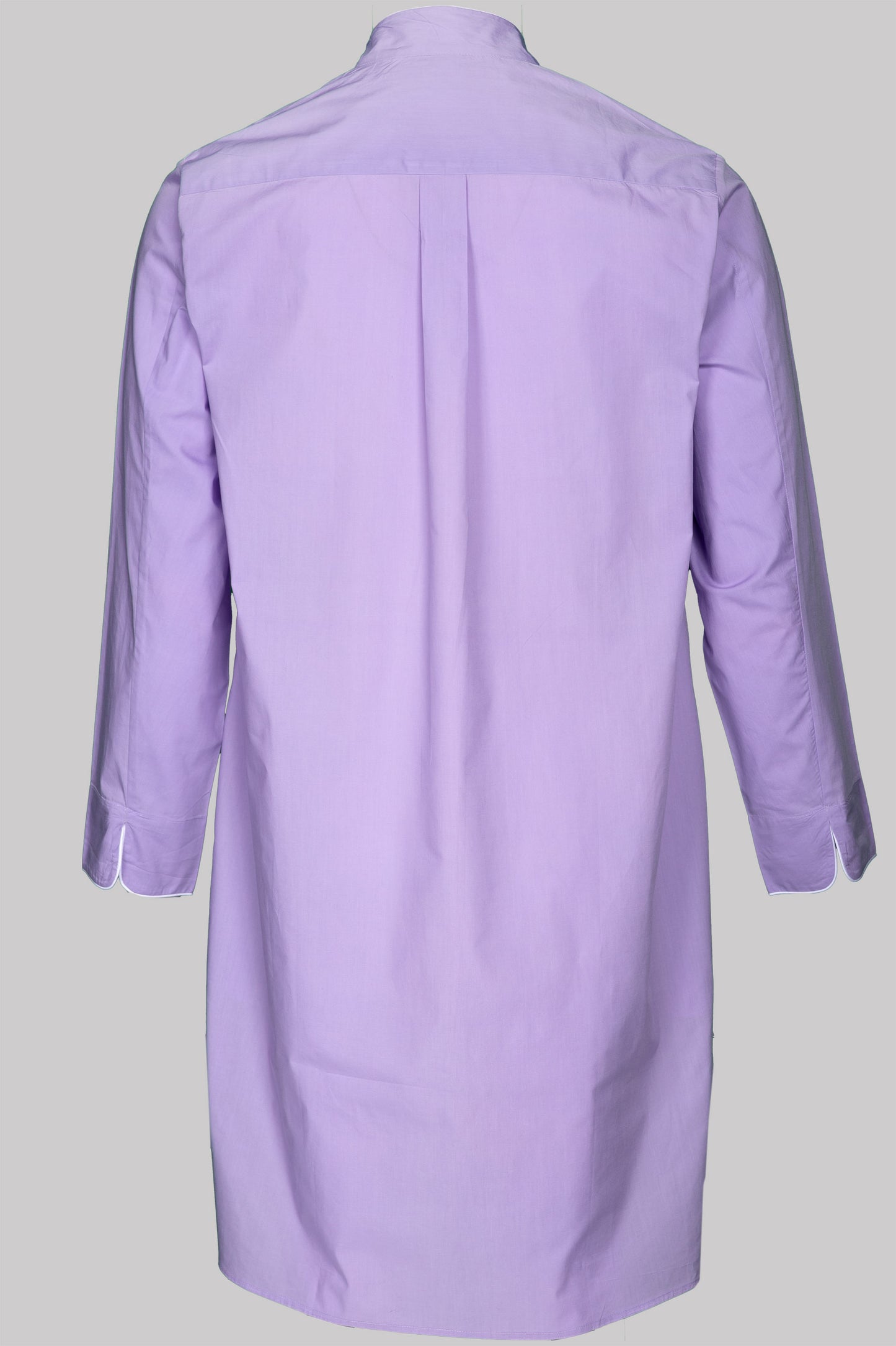 NIGHT-SHIRT LAVENDERGRAY with  piping 100% COTTON Popeline fabric-dyed