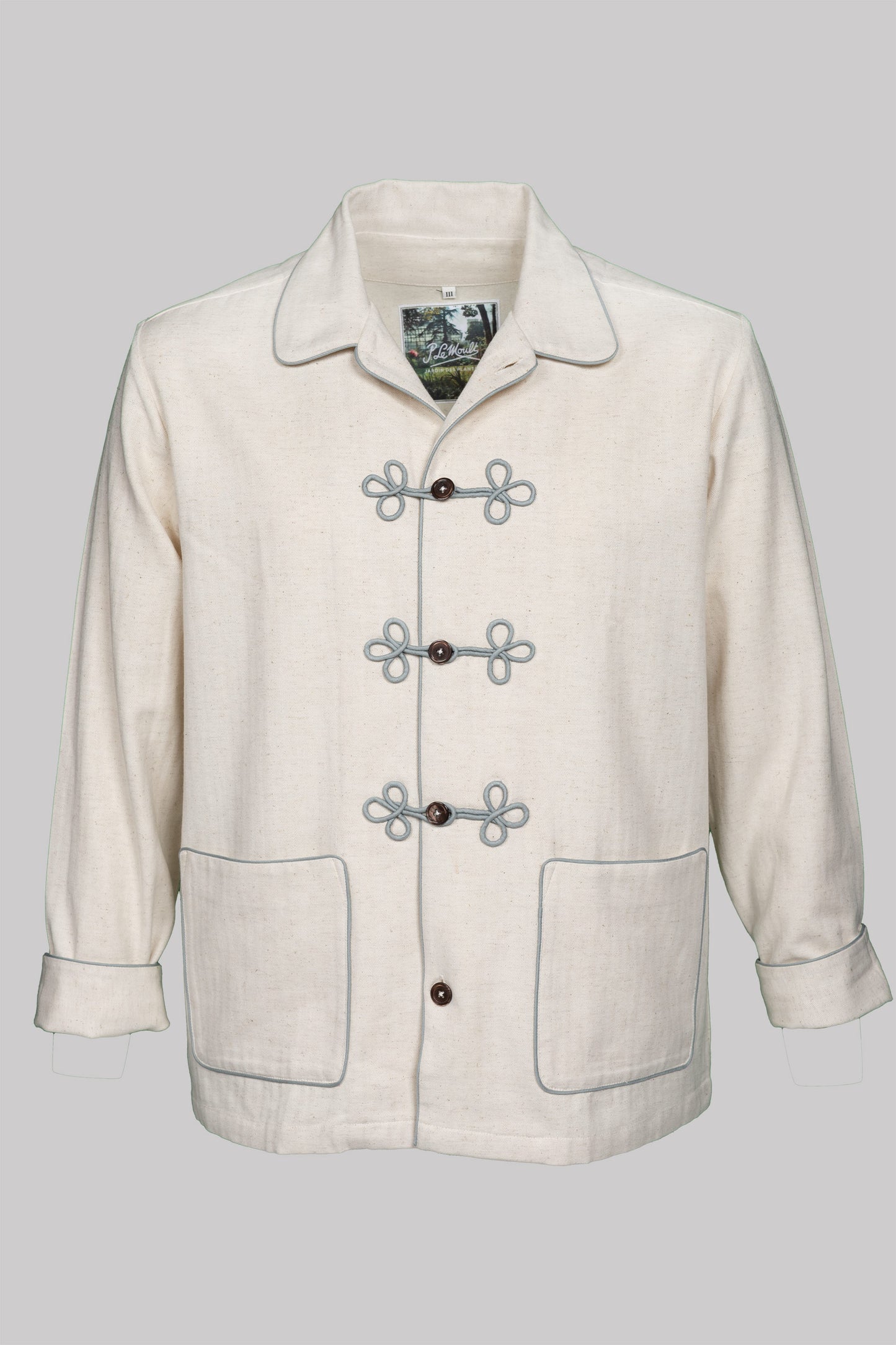 HUSSAR-JACKET NATURAL with  braiding 100% COTTON Herringbone-Thick