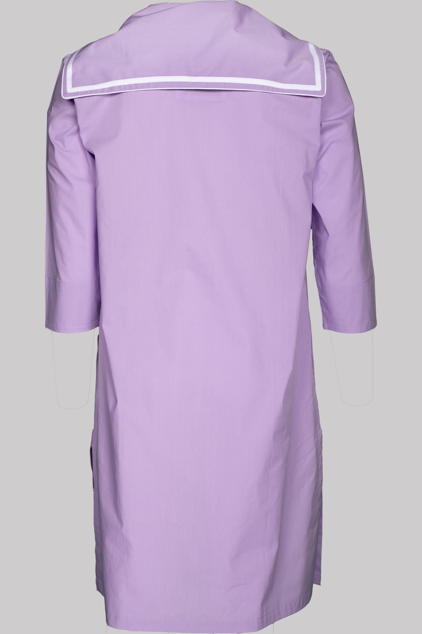 SAILOR-SHIRT LAVENDERGRAY with  taping 100% COTTON Popeline fabric-dyed