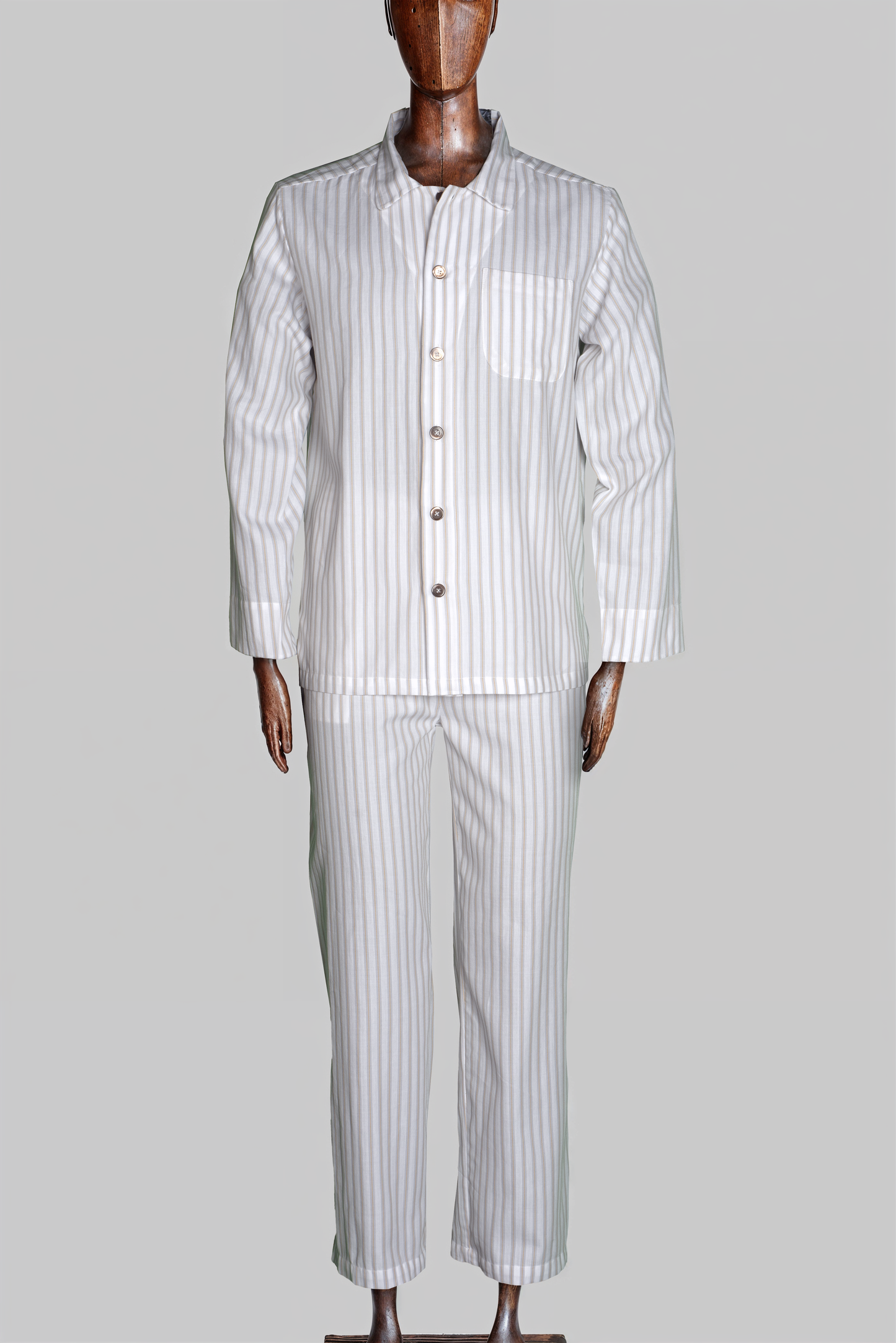 PYJAMA OFFWHITE-Gray-gold 100% COTTON Herringbone-light