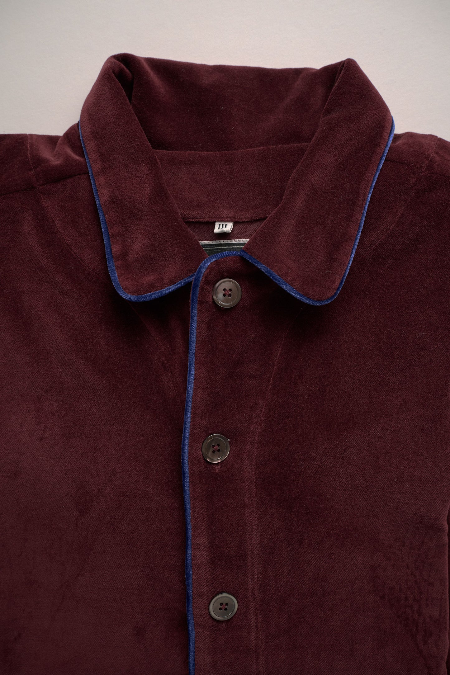 COLONEL-JACKET VELVETBURGUNDY with blue piping 100% COTTON Velvet