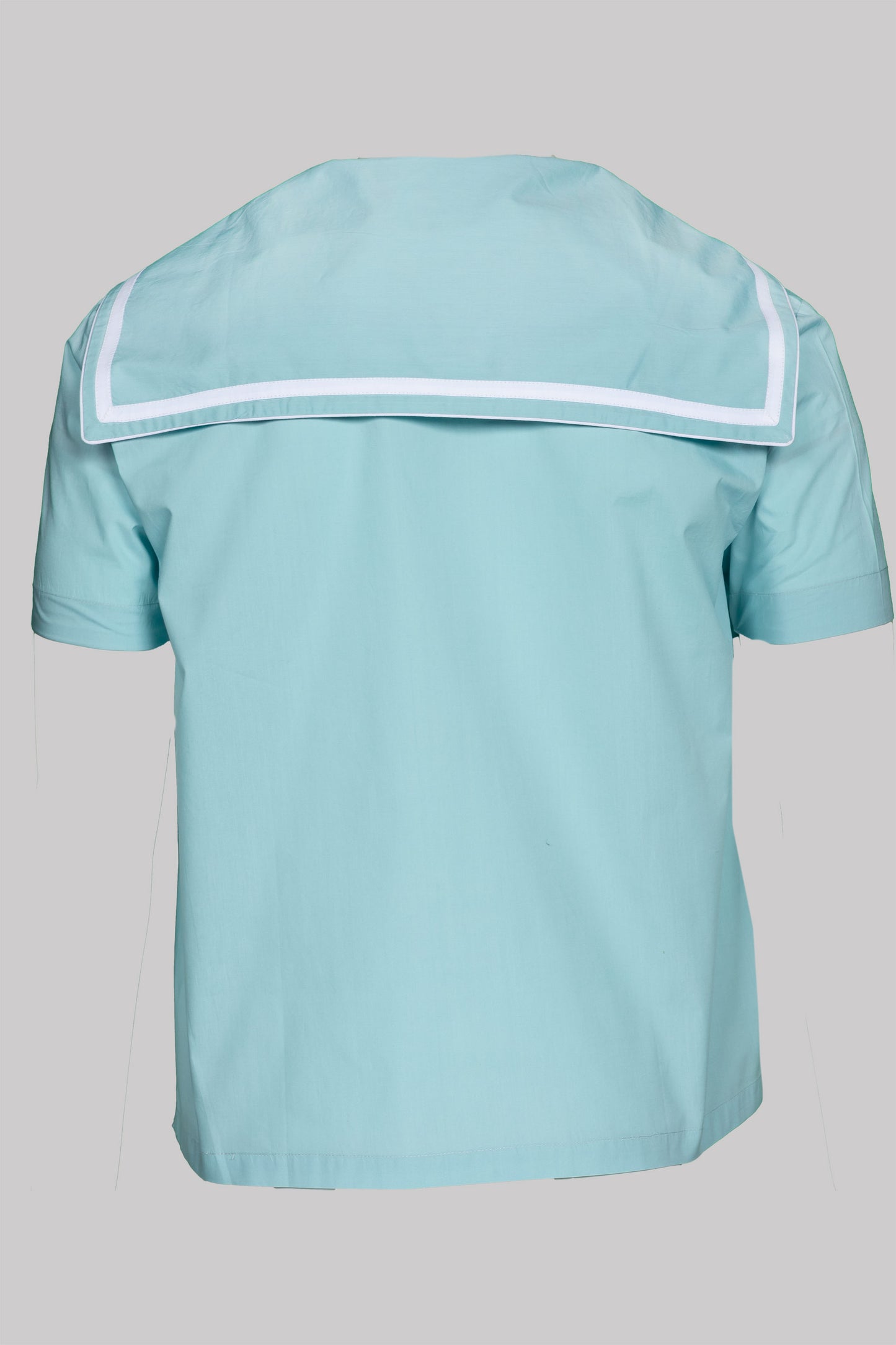 SAILOR-SHIRT AQUA with  taping 100% COTTON Popeline fabric-dyed