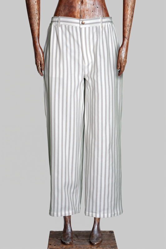 BUTTON-TROUSERS OFFWHITE-Gray-gold 100% COTTON Herringbone-Thick-Brushed-inside