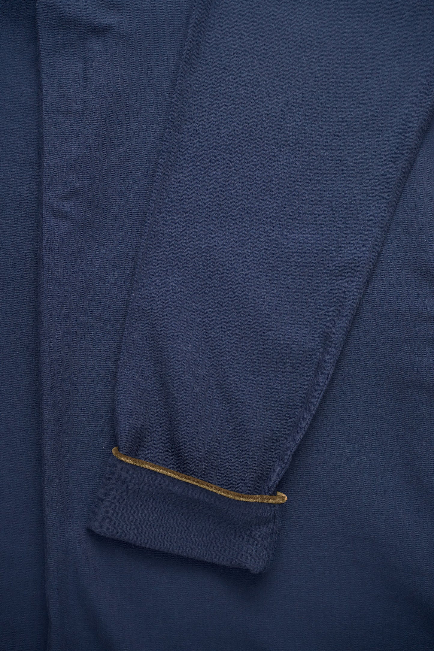 LONG-NIGHT-SHIRT NAVY with gold piping 100% COTTON Herringbone-light, Velvet