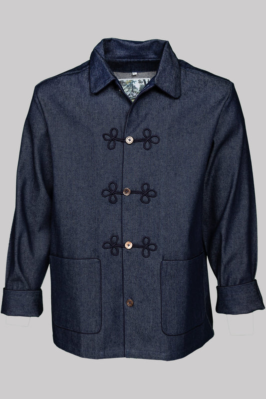 HUSSAR-JACKET NAVY with  braiding 100% COTTON Denim