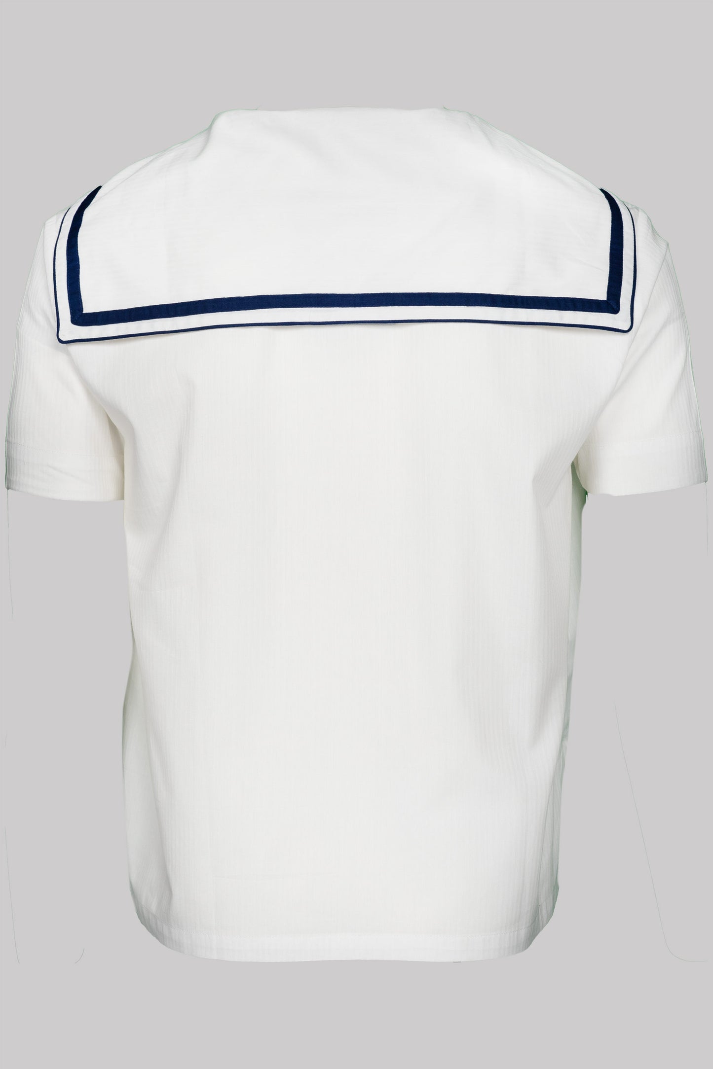 SAILOR-SHIRT WHITE with  piping 100% COTTON Herringbone-light