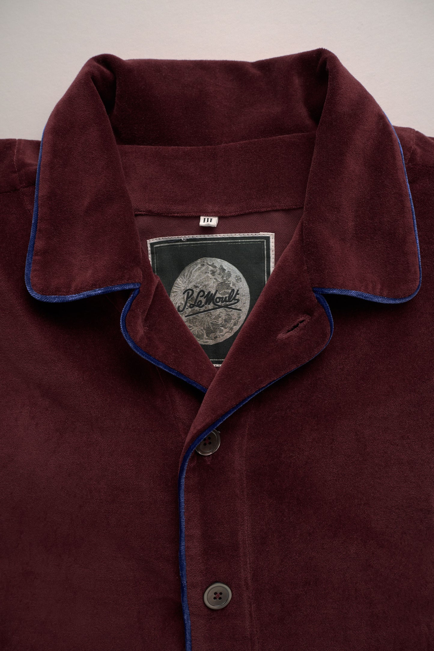 COLONEL-JACKET VELVETBURGUNDY with blue piping 100% COTTON Velvet