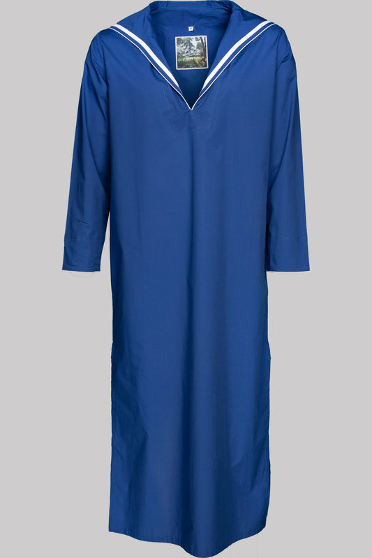 SAILOR-LONGSHIRT BLUE with  taping 100% COTTON Popeline fabric-dyed