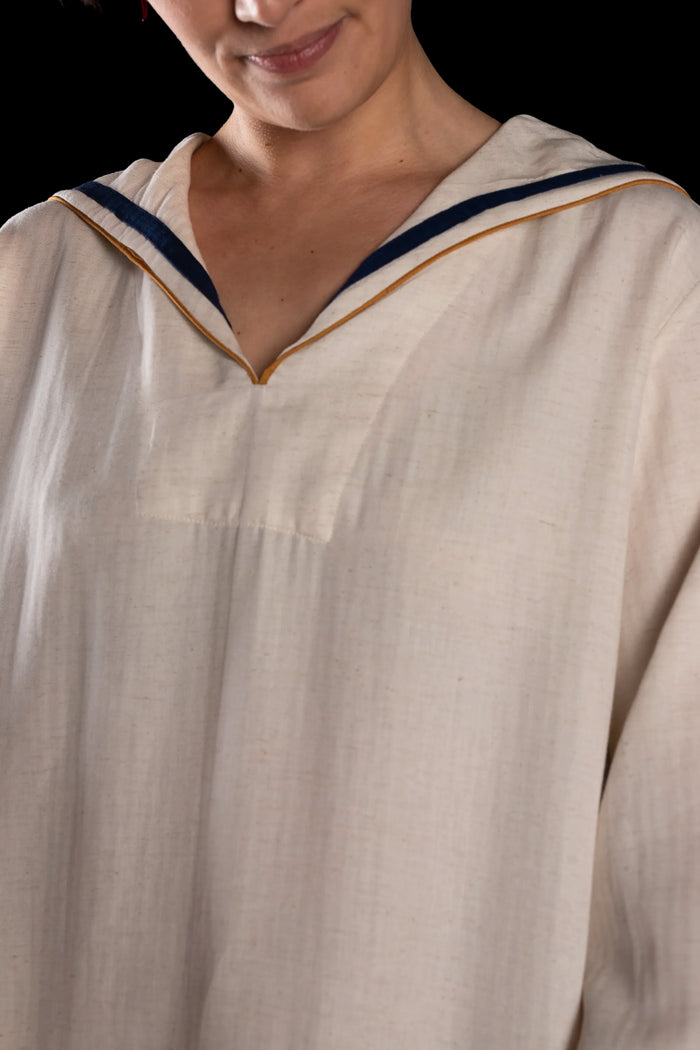 SAILOR-LONGSHIRT NATURAL-Navy-gold ₉₀₀₆