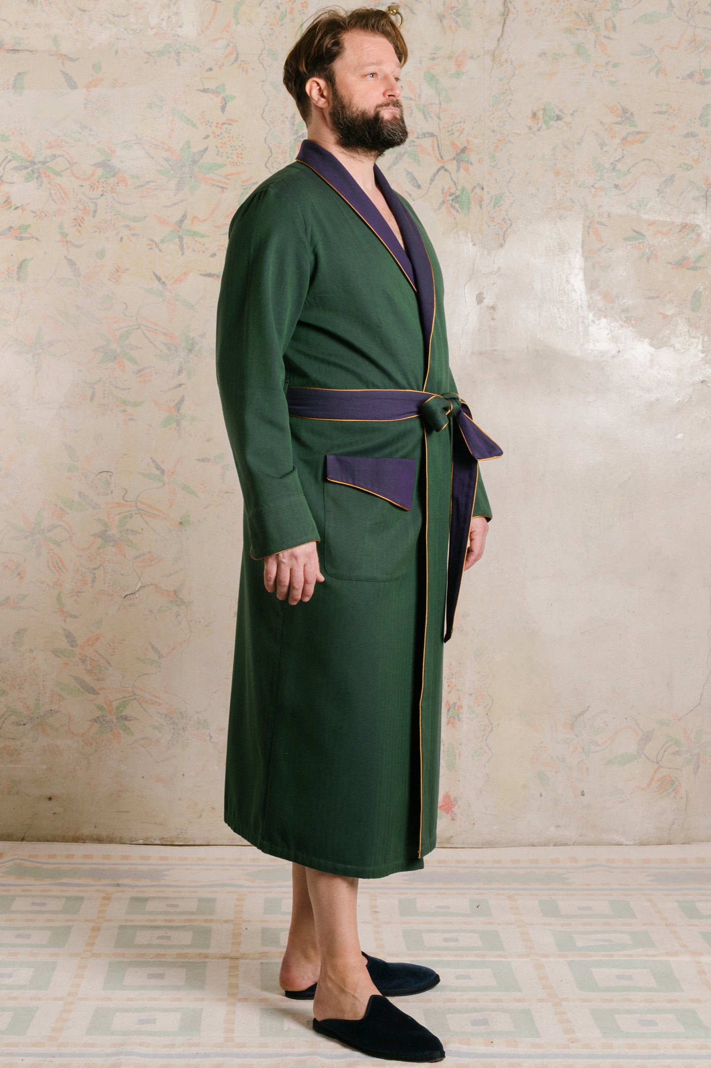 8990 DRESSING-GOWN PEACOCKGREEN-Peacockblue-gold side