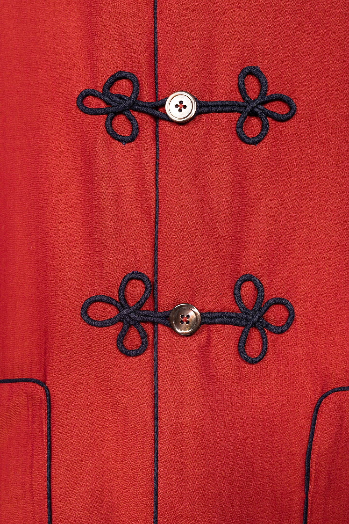 PYJAMA RED with black braiding 100% COTTON Herringbone-light