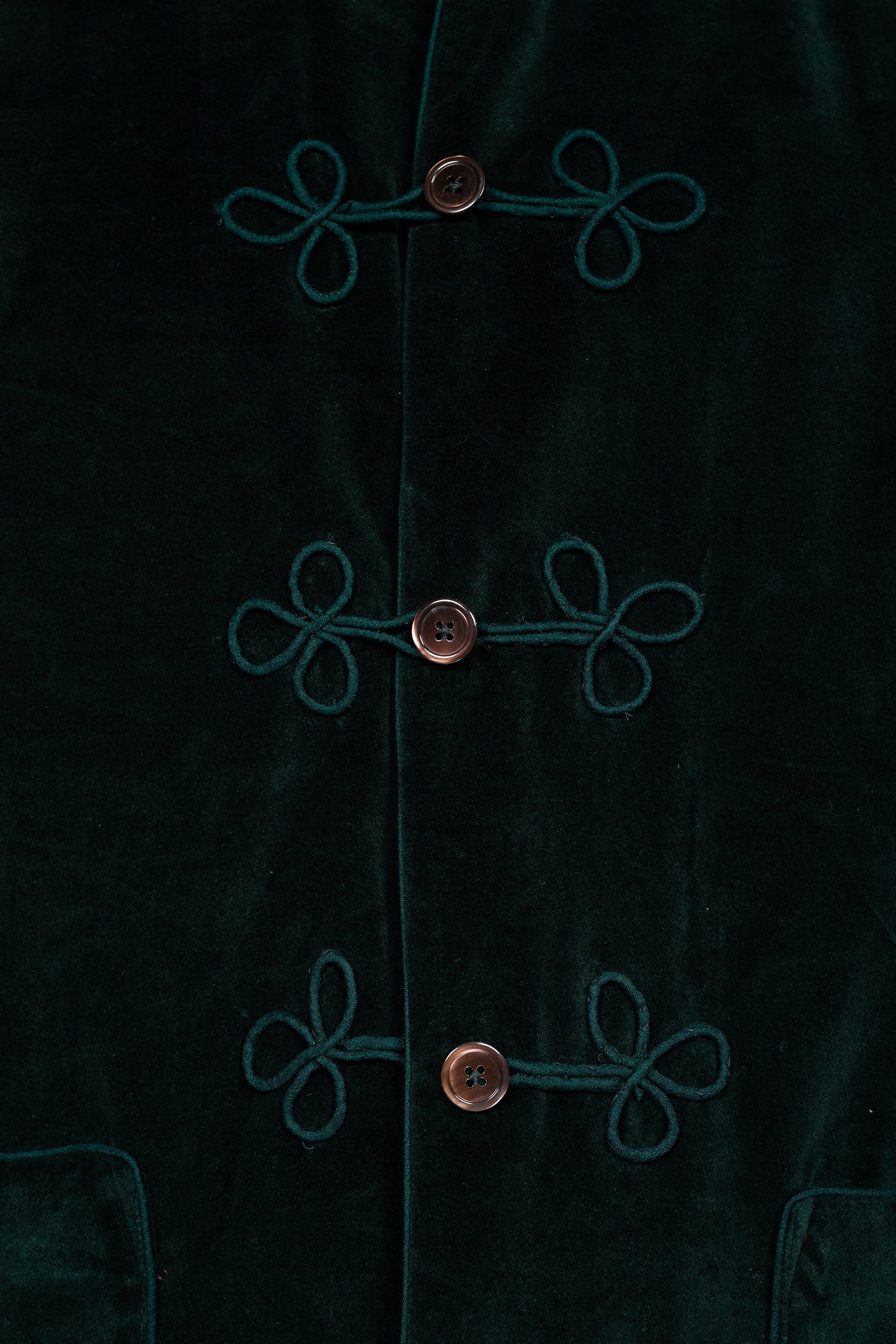 HUSSAR-SHIRT VELVETGREEN with velvetgreen braiding 100% COTTON Velvet fabric-dyed