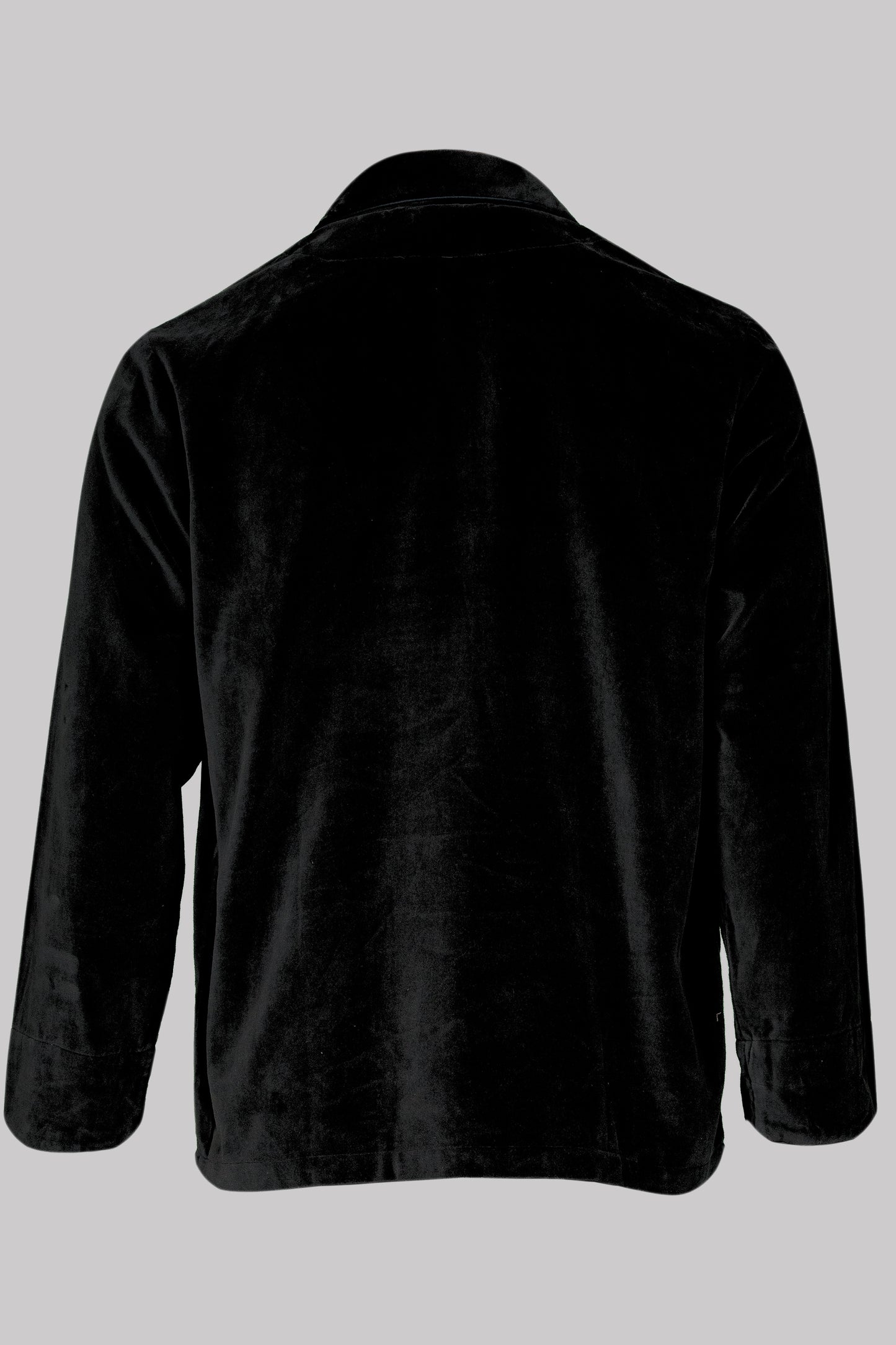 HUSSAR-SHIRT BLACK with black braiding 100% COTTON Velvet fabric-dyed